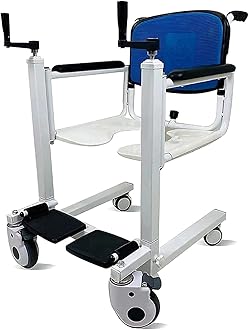 PURFWOG Patient Lift Transfer Machine, Toilet chair, Multifunctional Shower Chair Commode Manual Wheelchair for Nursing Elderly, Patient, Load 120kg/265.5Ib, Multicolor