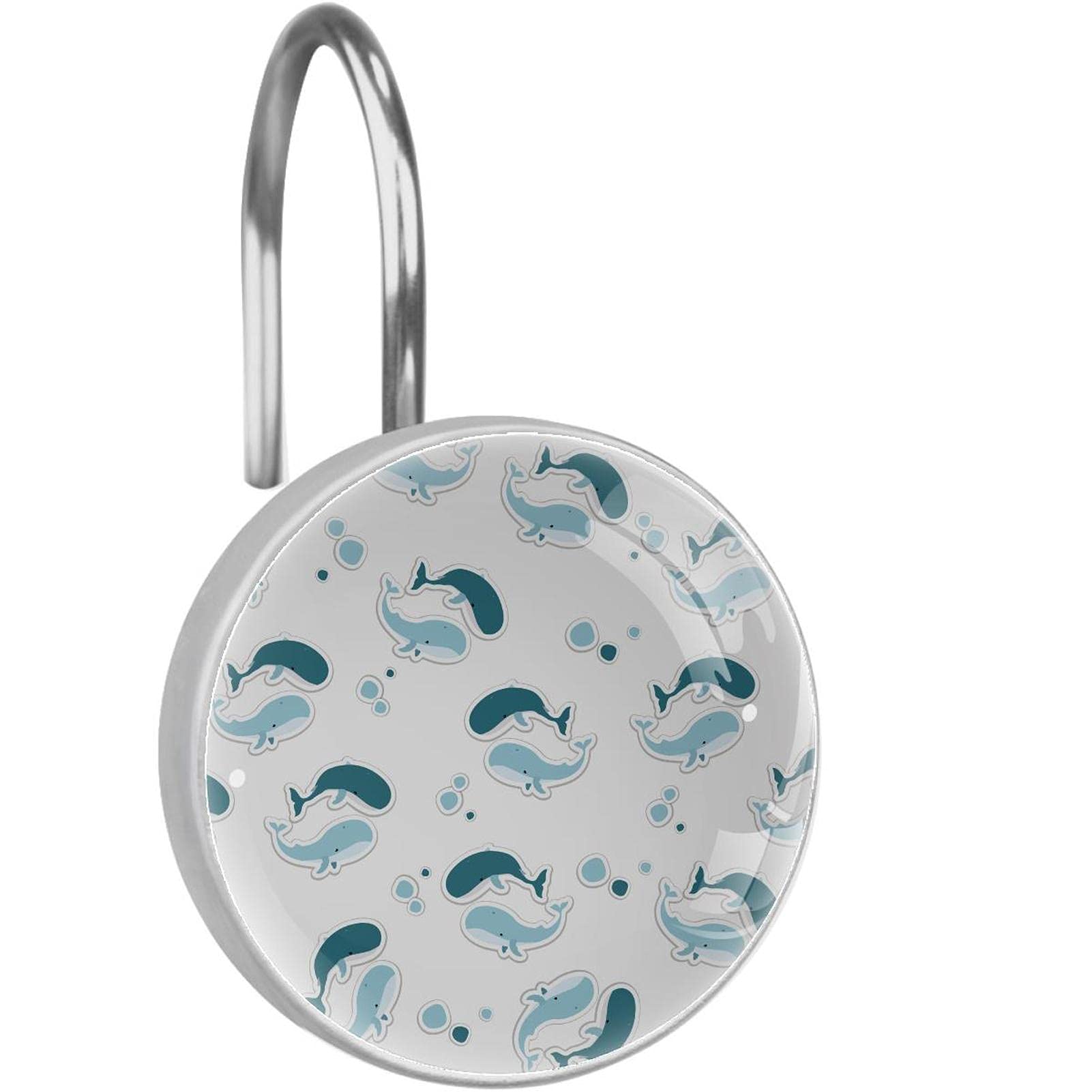Crochets pour rideau de douche en acier inoxydable motif baleine