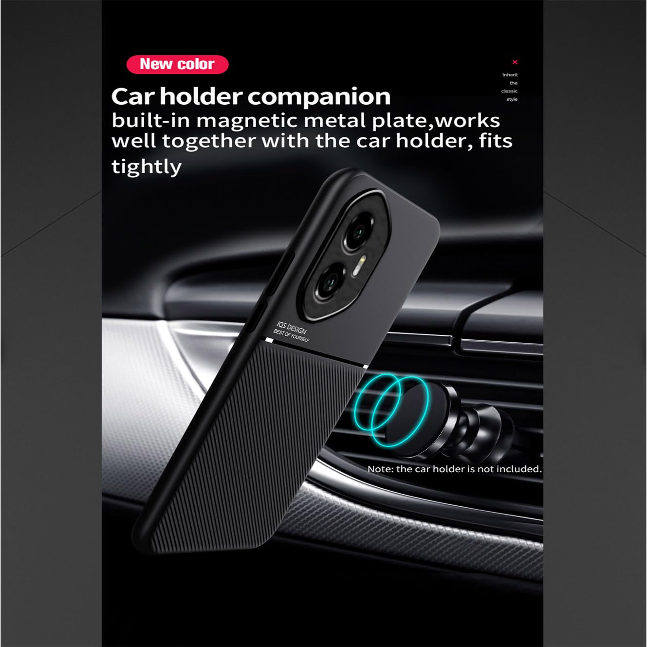 Custodia Honor 400 Ultrasottile Antiurto - Cover In PU E TPU Verde Con Supporto Magnetico Per Auto, Antigraffio