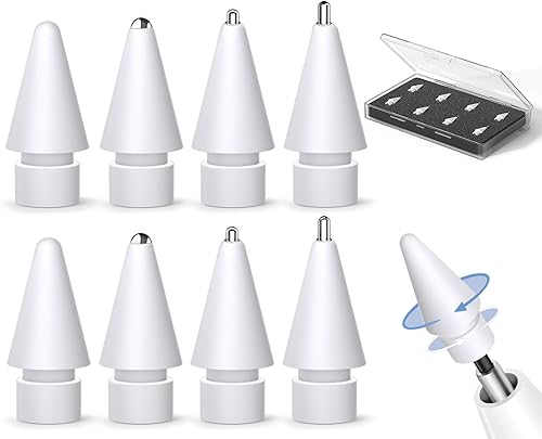 Paquete de 8 puntas de lápiz Apple, puntas de lápiz de repuesto mejoradas para Apple Pencil de 2 generación y Apple Pencil de 1 generación,