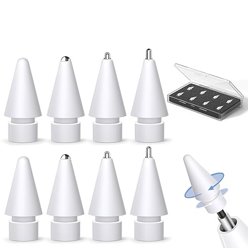 Inesore 8 Pièces Pointe pour Apple Pencil, Pointes de Rechange Haute Sensibilité pour Apple Pencil Pro/USB-C/2ème Génération/1ère Génération, Stylet Nib pour iPad Pencil