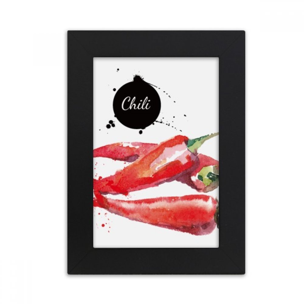 Cadre photo noir piment légumes multicolor aquarelle bureau 10x15cm