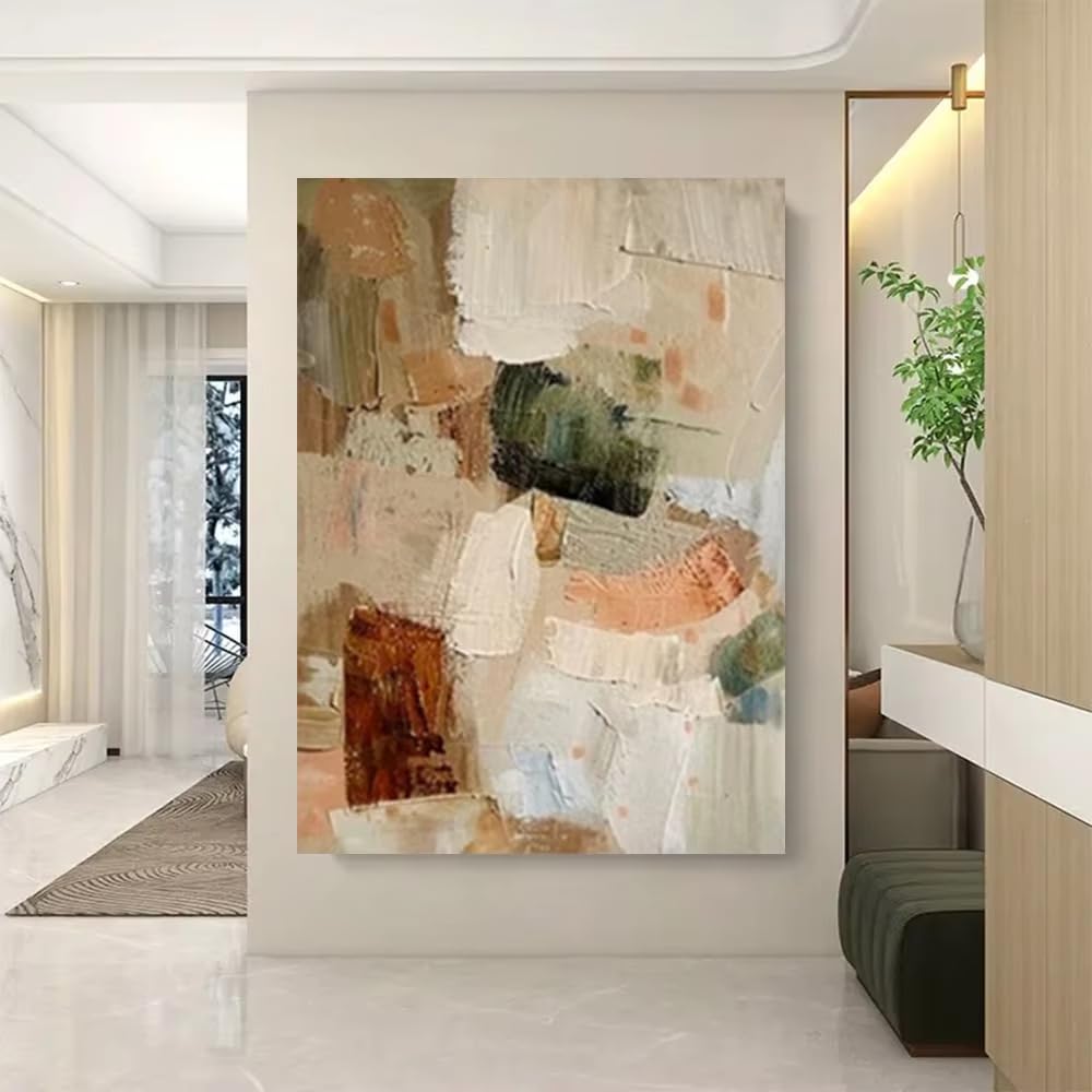 AEFOUU Wall Art Canvas Picture Print Yellow Brown Texture Painting On Canvas Pictures for Living Room Decor Porch Mural(80x140cm/32x55in/Frameless)