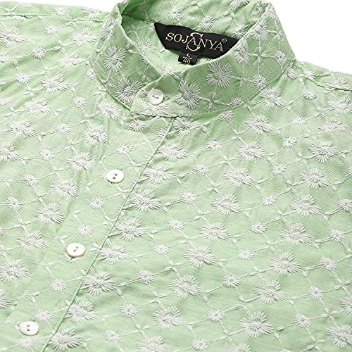 Sojanya (Since 1958 Men'S Silk Blend Embroidered Kurta &Churidar Pyjama Set.4