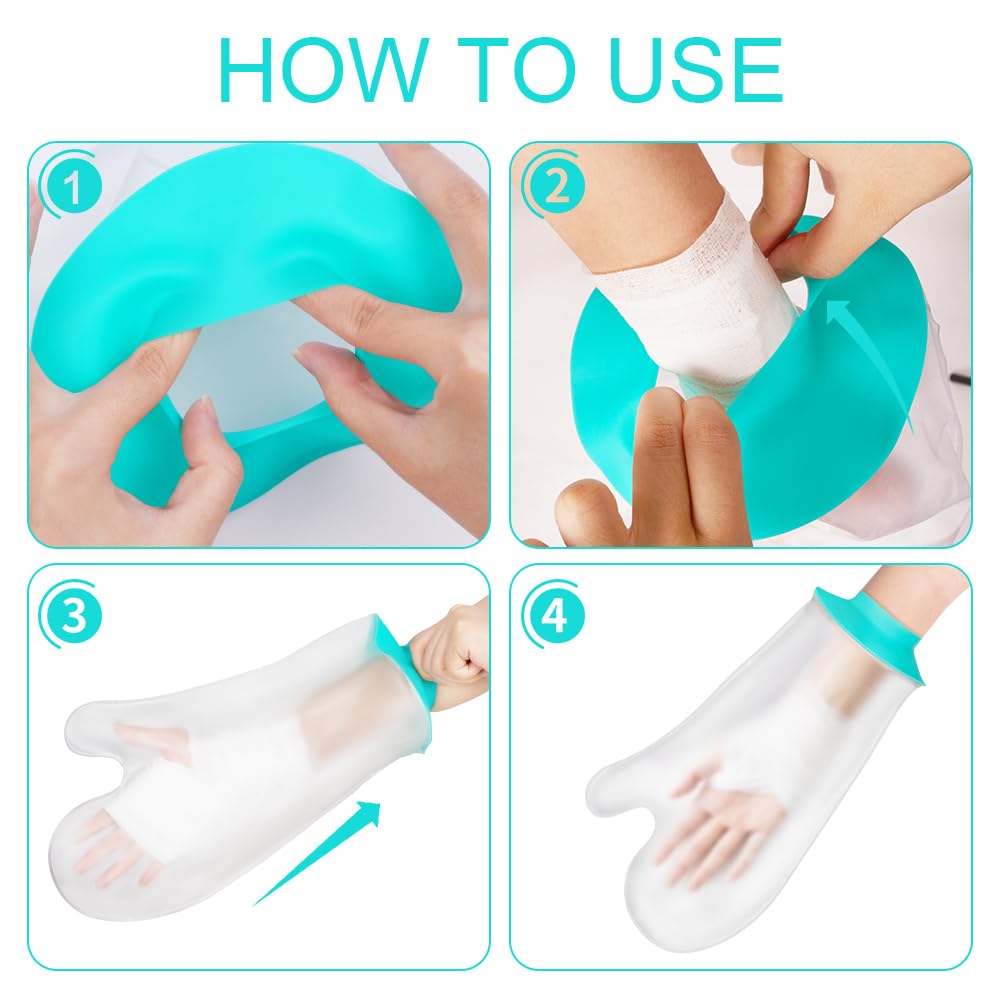 Protector Escayola Brazo Adulto, Funda Impermeable de Silicona Suave Comoda para Ducha, Bolsa Hermetica Reutilizable para Cubrir Vendajes, Yeso, Heridas (Tipo de Palma)