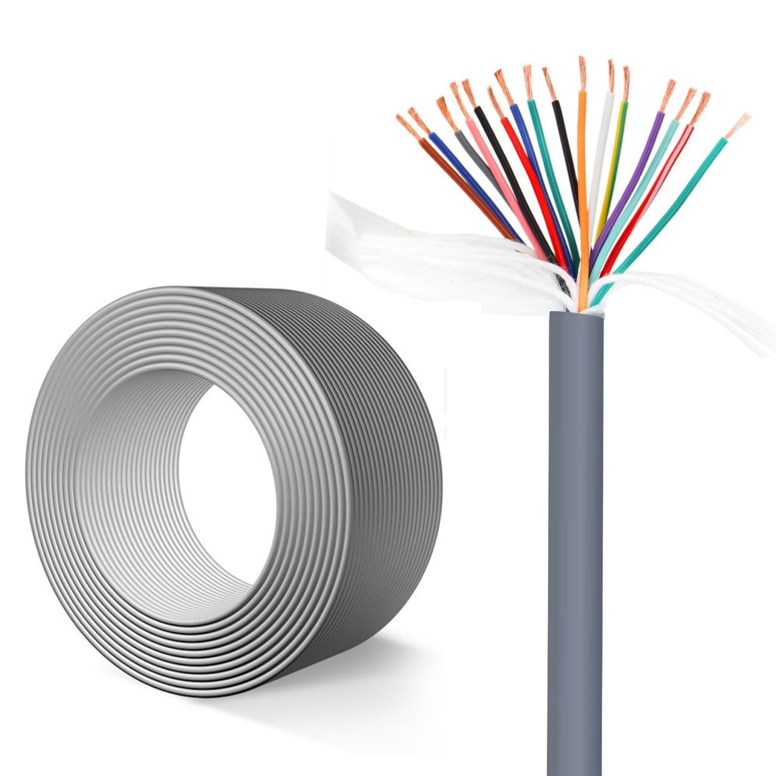 Câble de chaîne de traînée flexible gris 16C 15 AWG de 25FT - 8