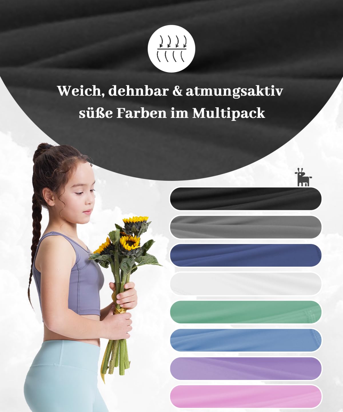 3er Pack 4in Mädchen Shorts – Stretch Kurze Leggings für Kinder, Elastische High-Waist Scrunch-Radlerhose für 6-16 Jahre