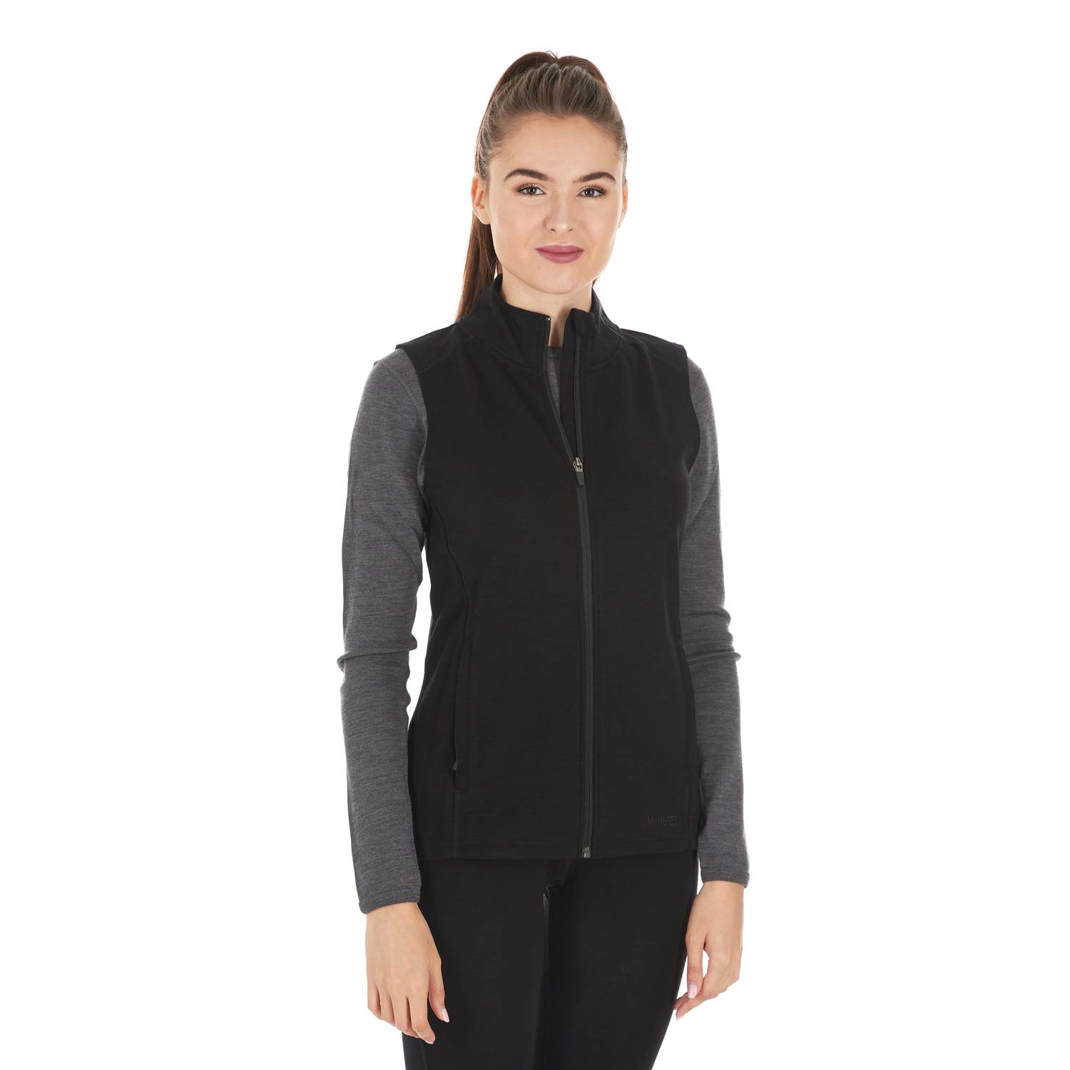 Minus33 Merino Wool Women's Black 100% Merino Wool Vest - Expedition Heavyweight Vest - Large