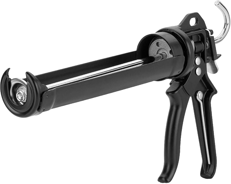 Bates- Pistola para calafatear de alta resistencia, relación de empuje 18:1, negra, pistola para calafatear, pistola para calafatear de alta resistencia, pistola para calafatear sin goteo, herramienta de pistolas para calafatear manuales, pistola de silicona