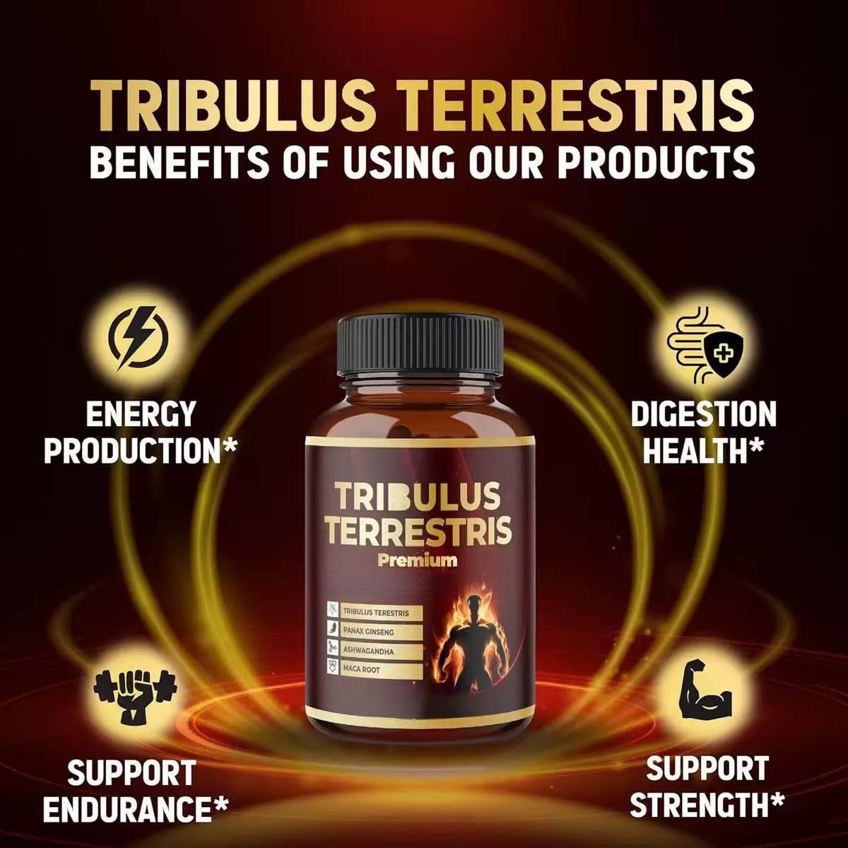Premium Tribulus Terrestris, costruisci muscoli | Più energia e integratore di resistenza per uomini e donne