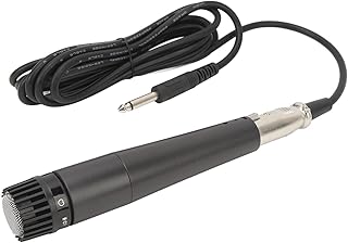 Alomejor Microfone com fio para microfone dinâmico cardioide de karaokê, microfone de bobina móvel portátil para festas de canto