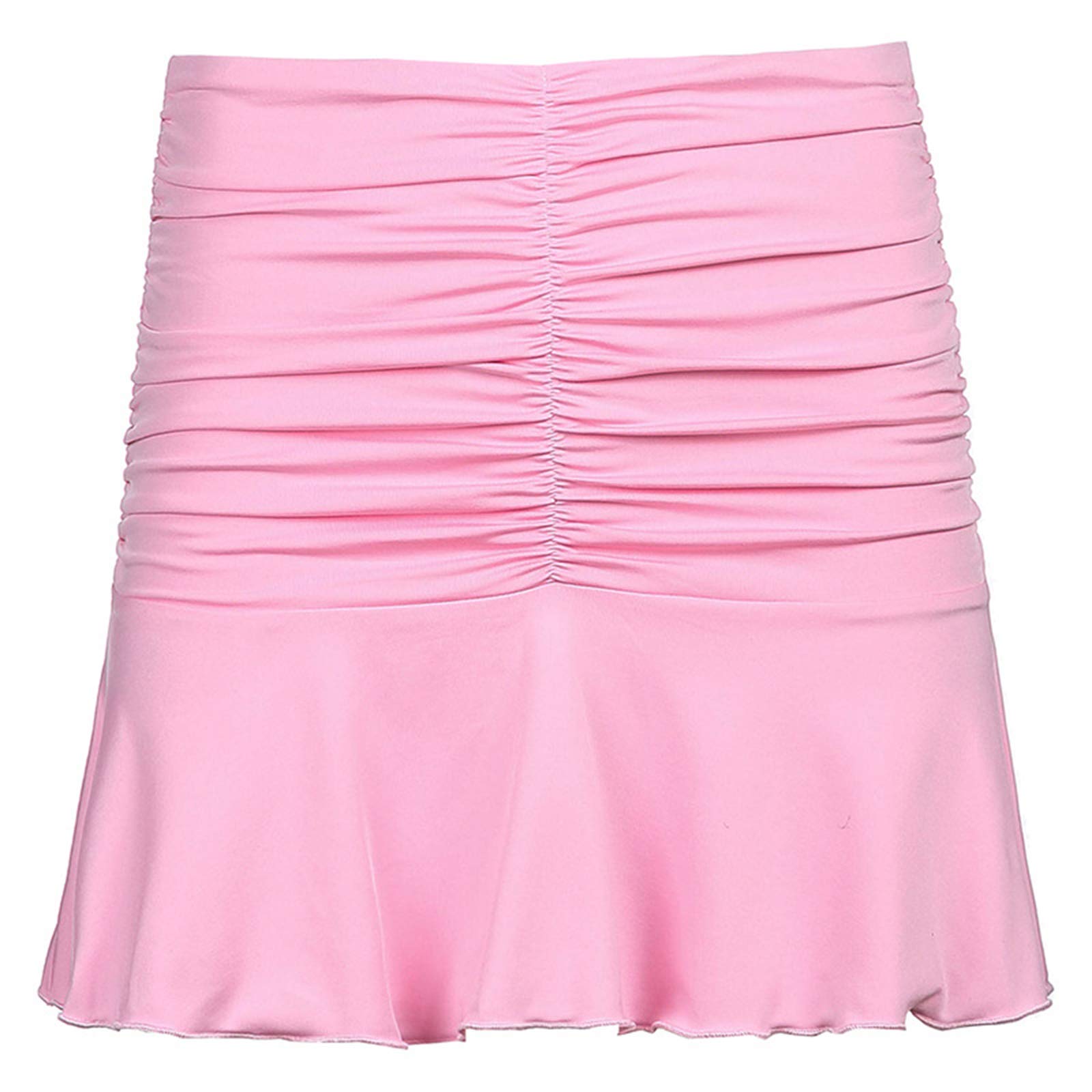 Meiweileya Women Ruched Ruffle Skirt Solid Stretch Pleated Sexy Mini Skirt Tennis Skirt for Girls