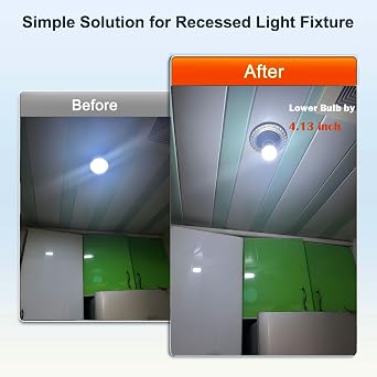4 Pack Light Socket Extender, 5.31 inch Light Bulb Socket Extender E26 E27 Light Bulb Extension Socket Standard Medium Base for Flood Light Recessed Light Fan Light Socket Adapter