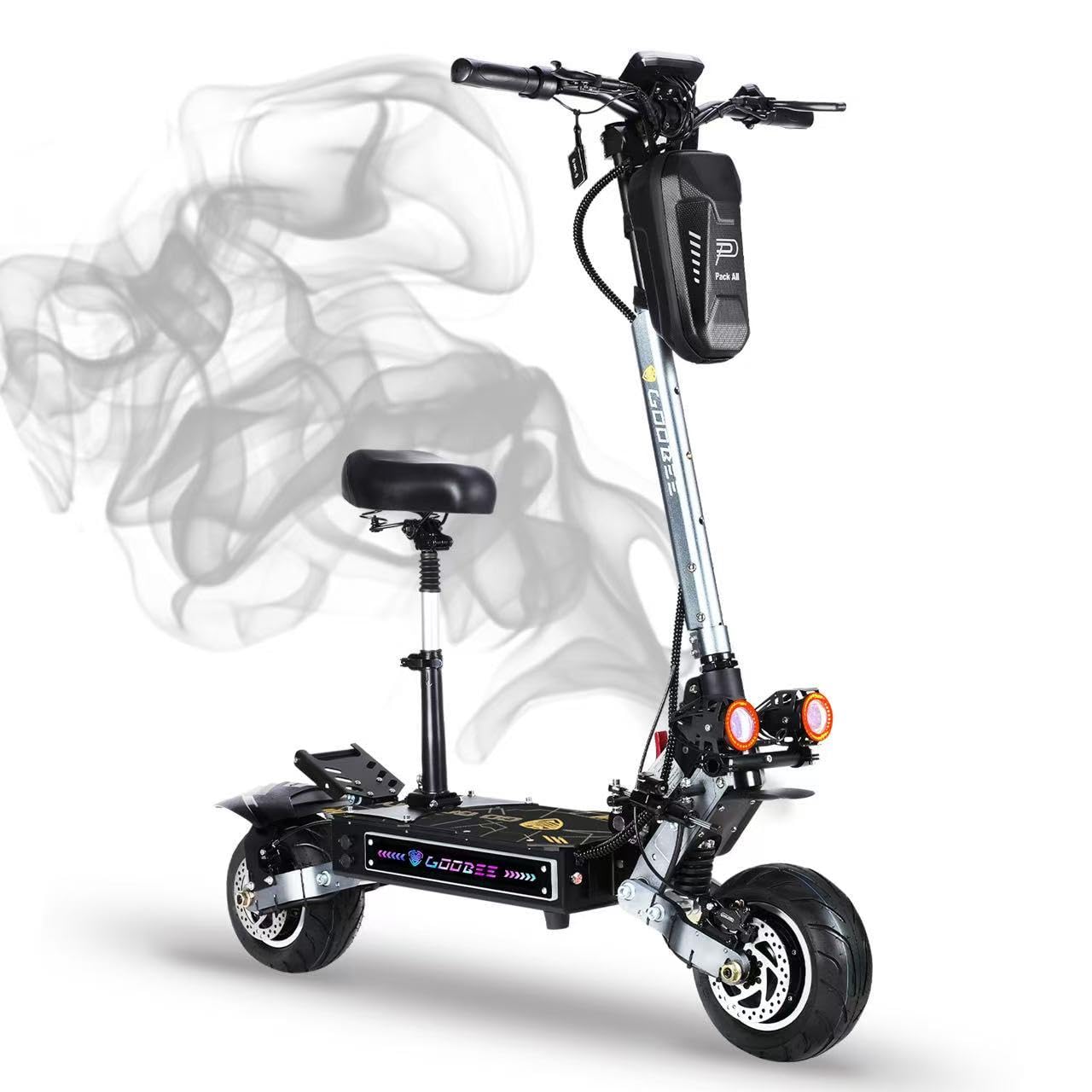 GooBee ZO01 Pro Electric Scooter 6000w Dual Motor Up to 58MPH, 60Miles Long Range Dual Hydrualic Disc Brake & Suspensions & Steer Damper, 10