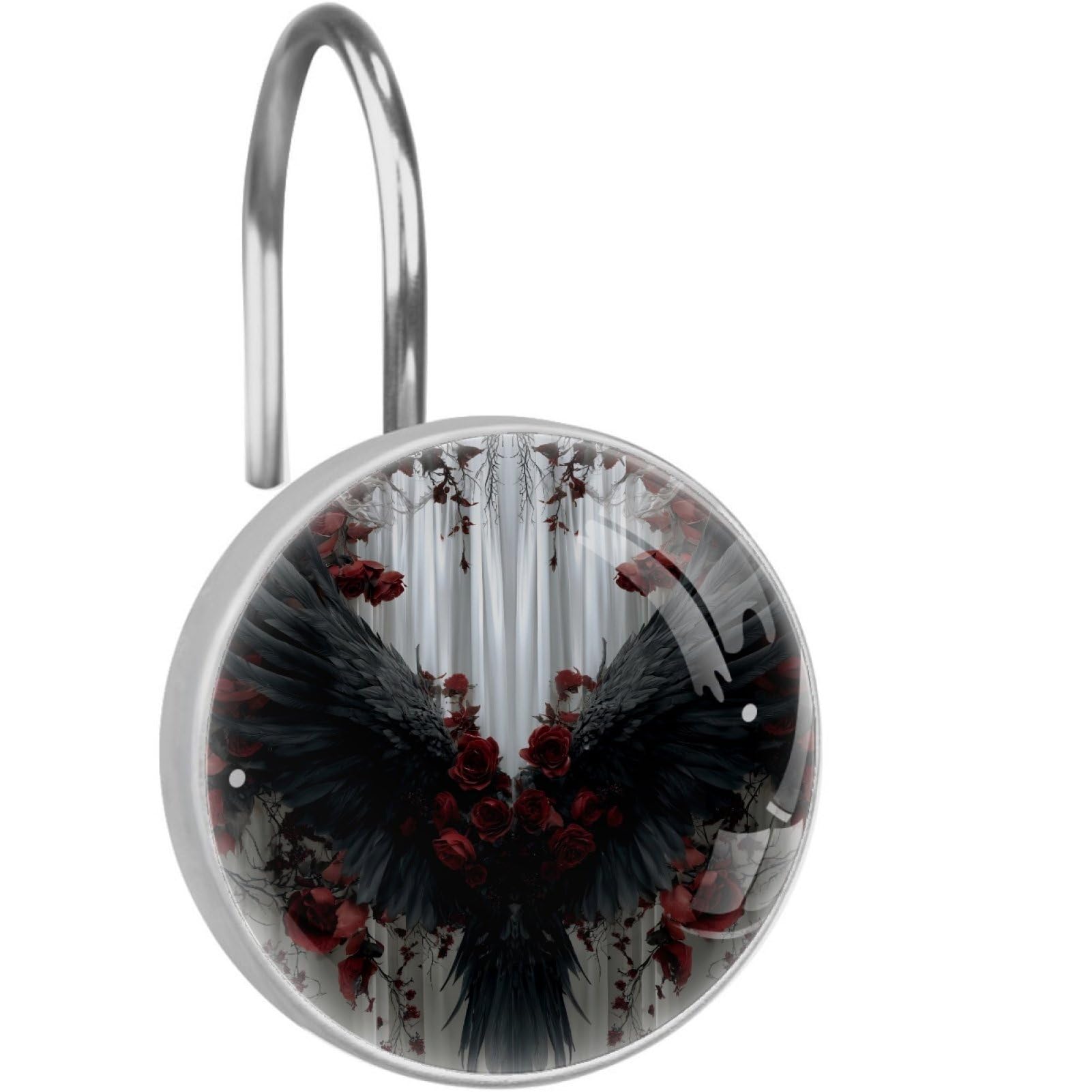VAPOKF Decorative Shower Curtain Hook: Black Wings Rustproof Stainless Steel Shower Curtain Ring for Bathroom - Shower Curtain Hook & Hangers - Set of 12