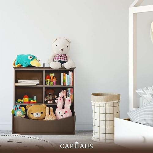 Miniatura 36 de CAPHAUS Organizador de almacenamiento de juguetes para niños, cubo de almacenamiento abierto, libro multifuncional, gabinete de almacenamiento de E.