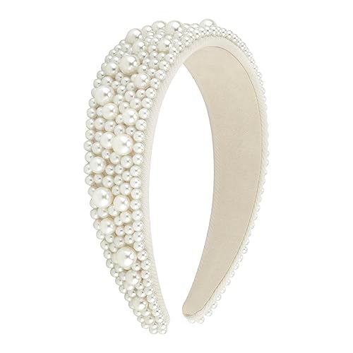 Miniatura 9 de Jaciya Diademas de perlas para mujer, diadema ancha con cuentas, diadema de perlas blancas, accesorios para el cabello, diademas de moda para mujer