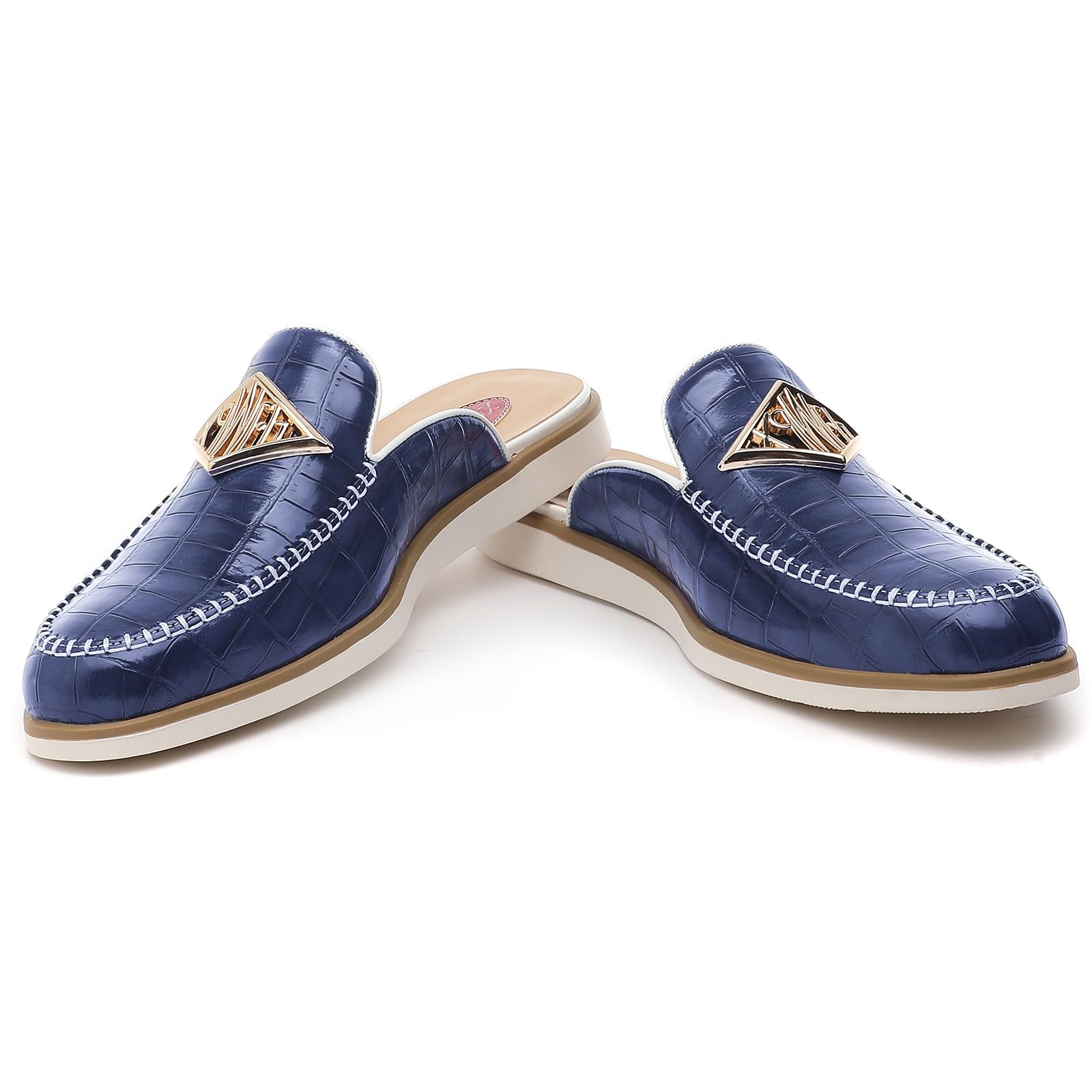 XQWFH Men's Casual Slip-on Mule Loafer,Mens Fashion Backless Dress Slippers Comfy Lightweight Walking Penny Shoes for Men