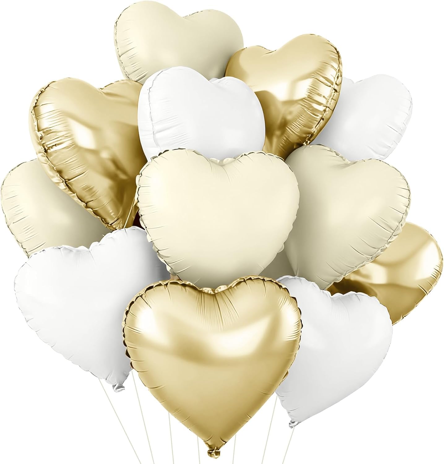 DecoGlee 30Pcs 18 Inch Balloons Rose Gold Cream White Heart Shape Foil Mylar Banners Decoration for Birthday Valentine's Day Wedding Bridal Shower Anniversary Engagement Party Supplies