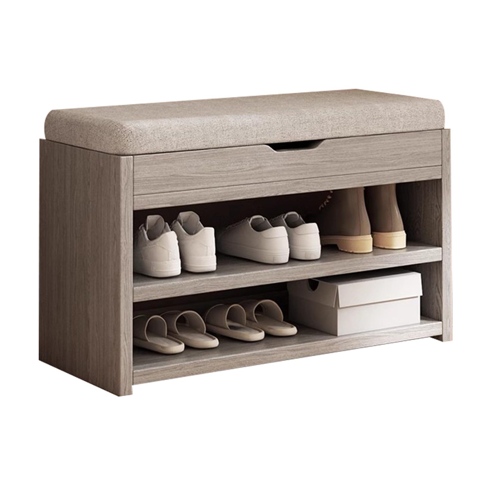 Meuble à chaussures banc avec couvercle rabattable et grand espace de rangement