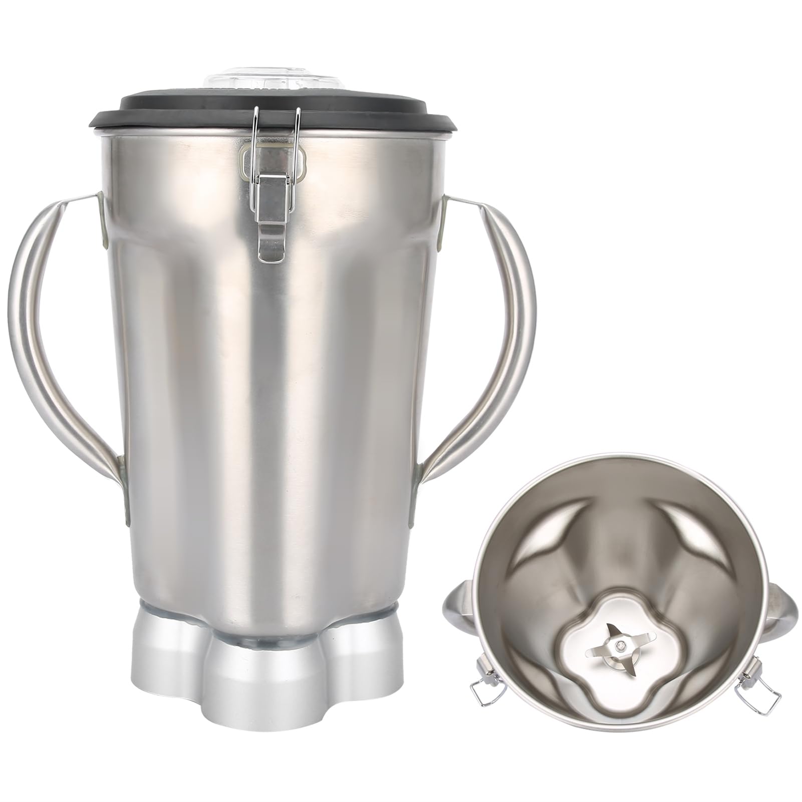Aoresac Recipiente exprimidor de acero inoxidable de 4 litros con tapa de montaje de cuchilla para licuadora CAC72