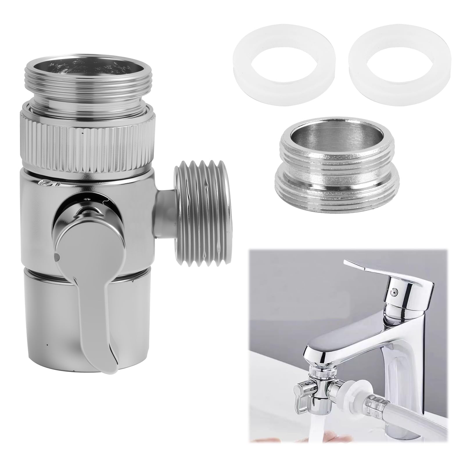 Valvola Deviatrice a 3 Vie in Ottone Wvxilyr, Robinet Diverter, Compatibile M22-M24, Lucidato, Per Cucina e Bagno, Facile da Installare