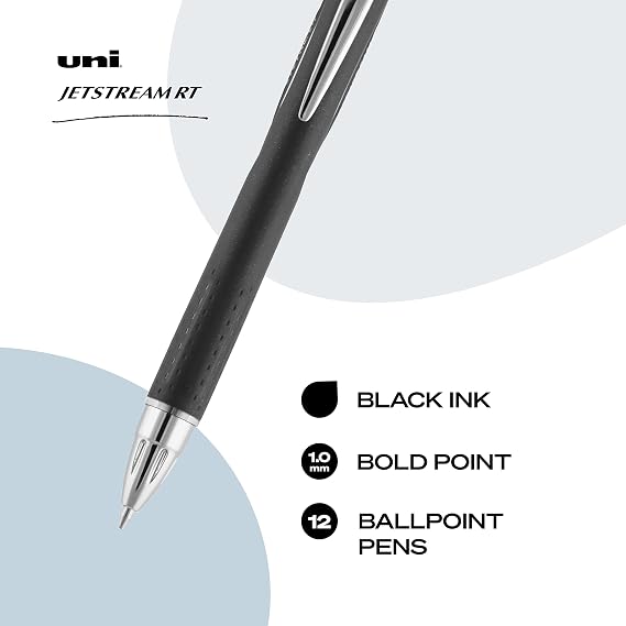 uni-ball Uniball Jetstream RT 12 Pack, 1.0mm Medium Black, Wirecutter Best Pen, Ballpoint Pens & Jetstream RT 3 Pack, 0.7mm Fine Black, Wirecutter Best Pen, Ballpoint Pens, Ballpoint Ink Pens