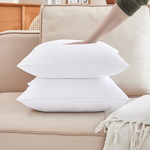 Miniatura 4 de Qeils - Juego de 2 rellenos de almohada de 12 x 20 pulgadas, rellenos de almohada blancos para sofá con funda de poliéster suave, insertos de