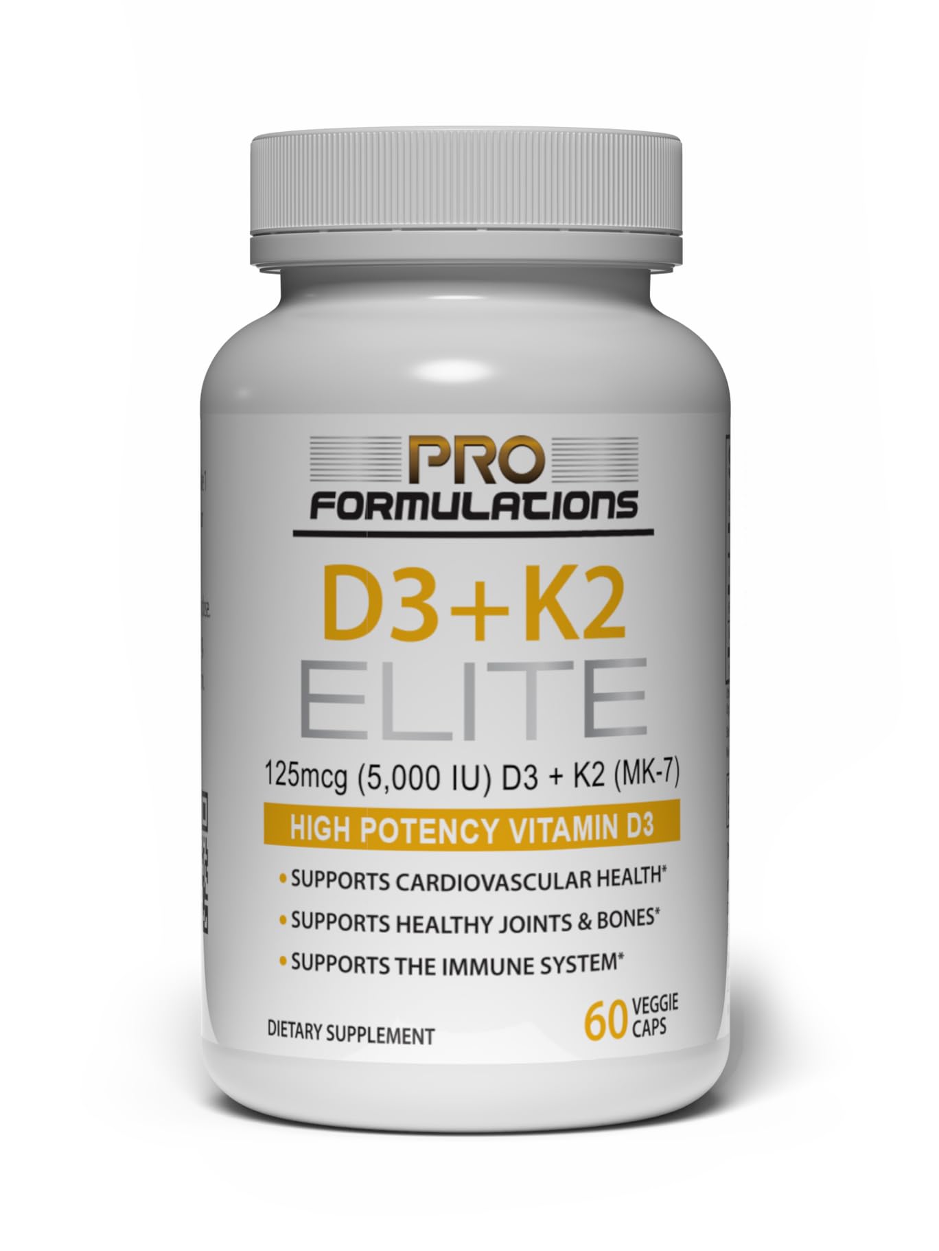 Pro Formulations MD D3 + K2 Elite – Vitamin D3 + Vitamin K2 – 60 Day Supply – High-Potency, Bioavailable MK-7