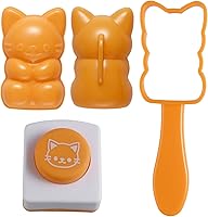 Vista 8 de Hemoton Juego de moldes de bolas de arroz con forma de gato, 5.31 x 1.57 x 0.78 pulgadas, fabricante de onigiri con relieves de algas tostadas