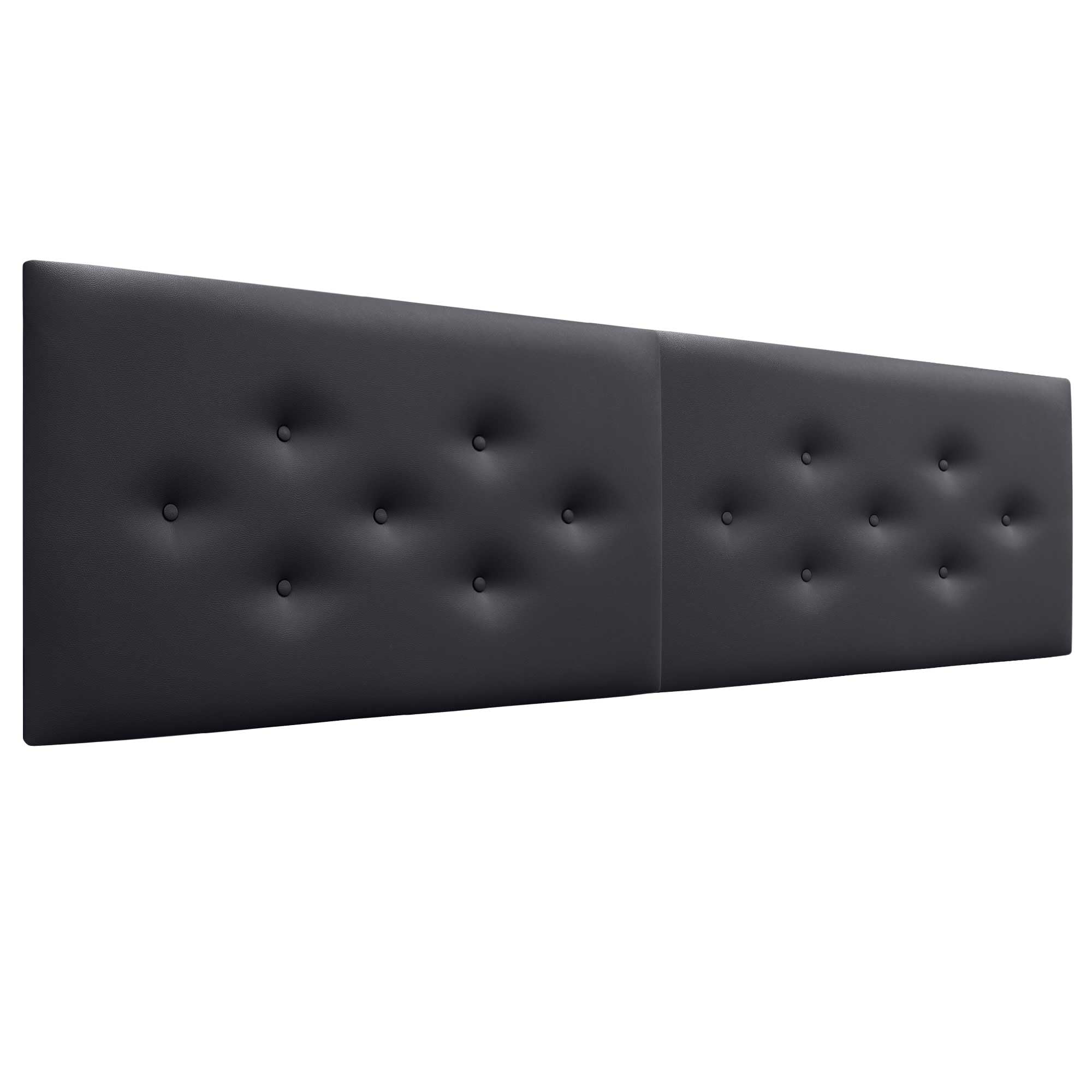 DHOME Testiera in Similpelle o Tessuto ACUALINE con 3 File Intervallate di Bottoni Testata Imbottita Letto di Lusso (Similpelle Nera, 220cm Doppio)