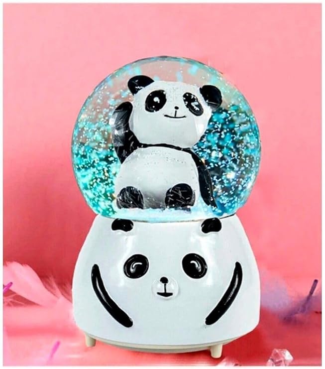 Bilger Sevimli Panda Renk Değiştiren Işıklı Müzikli Kar Taneli Orta Boy Kar Küresi