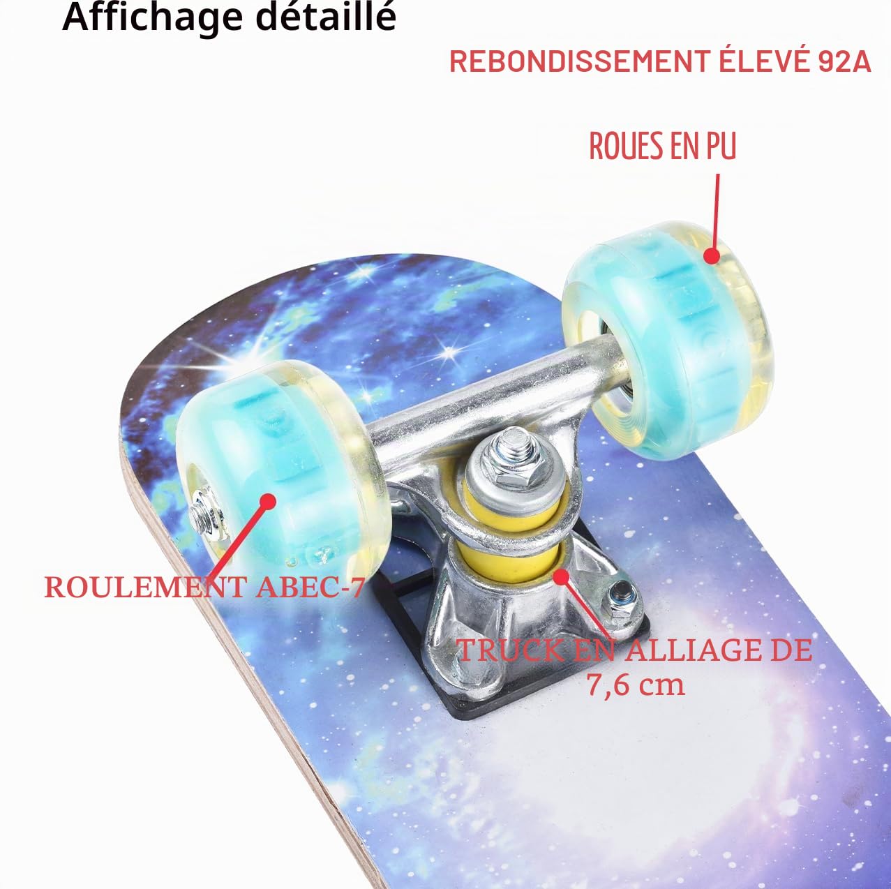ERNAN Skateboard,17“ pour Enfant Fille/Garçon Débutant,T-Tool Inclus,Skateboard Enfants.