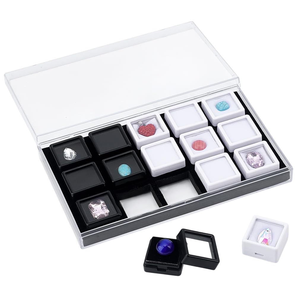 Boîte de présentation 15 compartiments PandaHall avec couvercle pour mini pierres