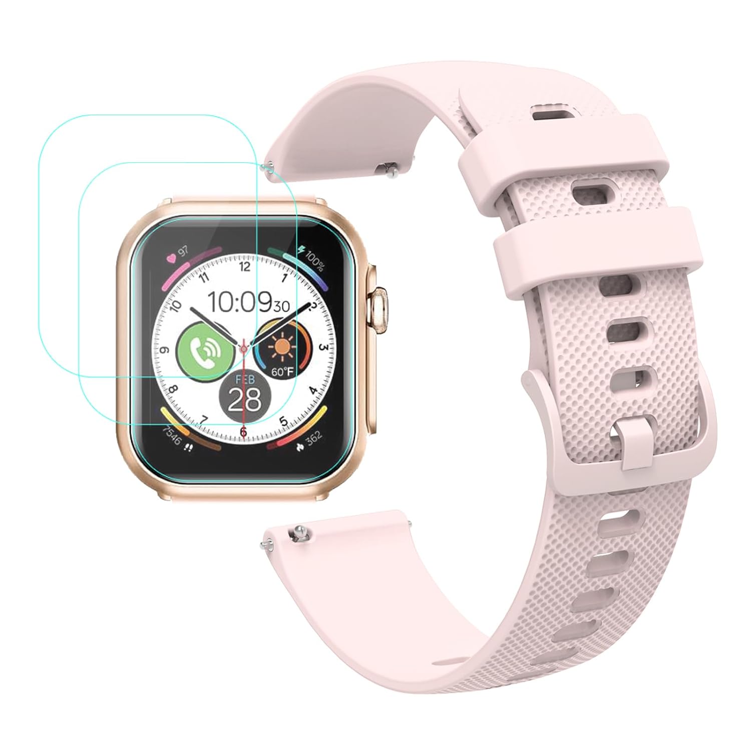 Futanwei G62 Smartwatch Accessories - Quick Release Watch Band with 3 Pack Screen Protector Not Tempered Glass Replacement