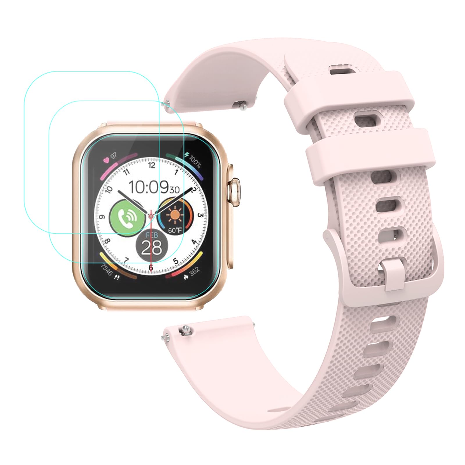 Futanwei G62 Smartwatch Accessories - Quick Release Watch Band with 3 Pack Screen Protector Not Tempered Glass Replacement