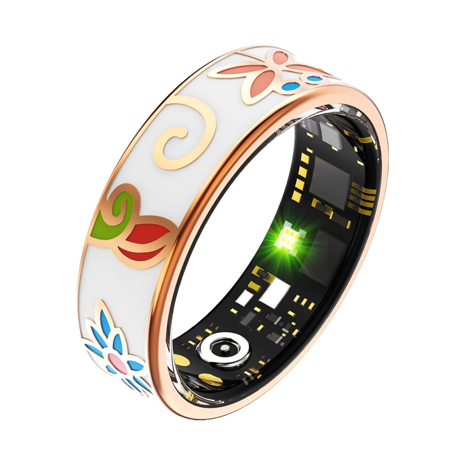 Anello intelligente per donne e uomini, anello IP68 impermeabile per fitness tracker di salute, monitoraggio del sonno e dell'attività, ricarica wireless, fotografia a distanza, senza costi mensili