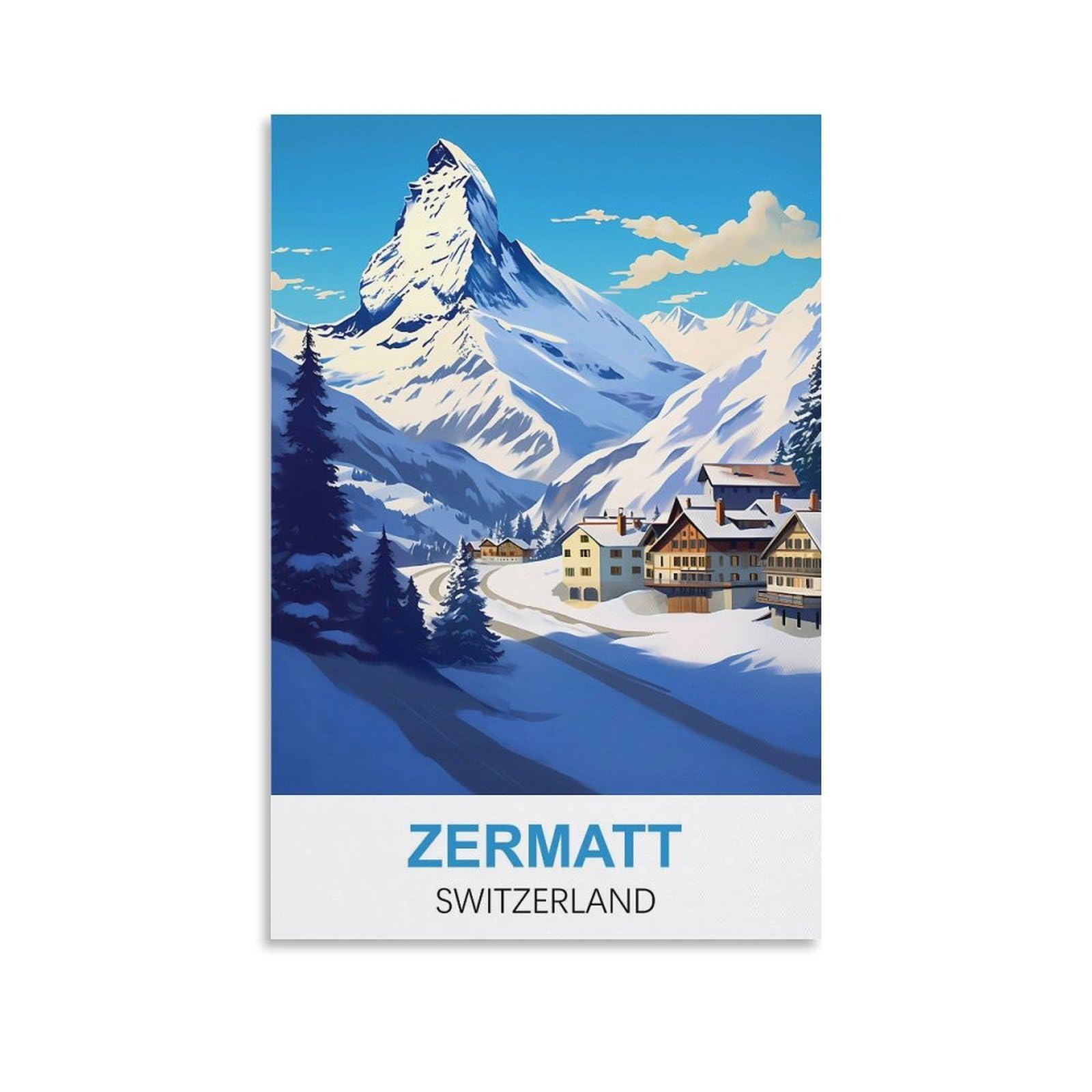 Ctzikww Unframe-Style Zermatt Switzerland Vintage Travel Poster 08X12inch(20X30cm) Canvas Art Prints Picture Wall Art Painting