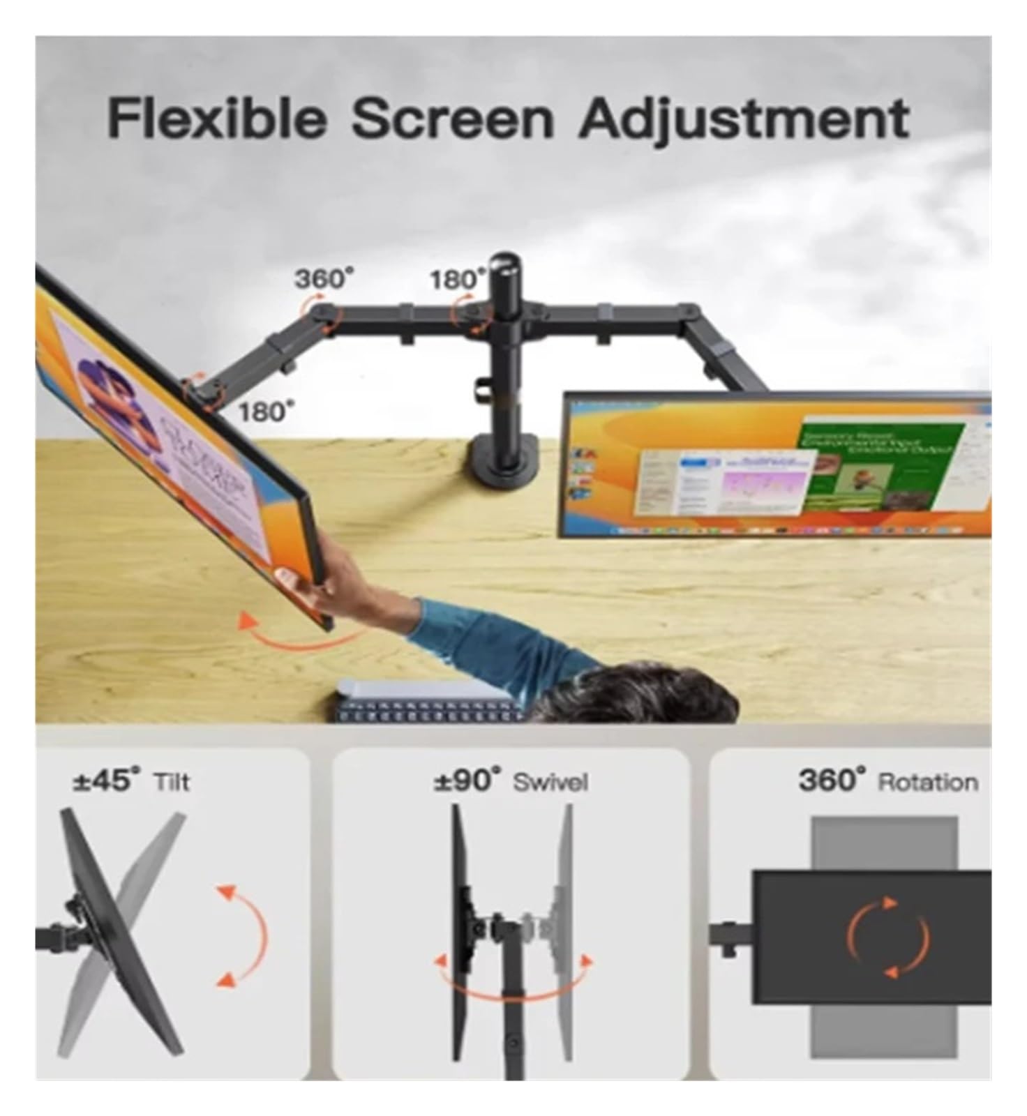 Supporto da tavolo for doppio monitor pieghevole multiangolo