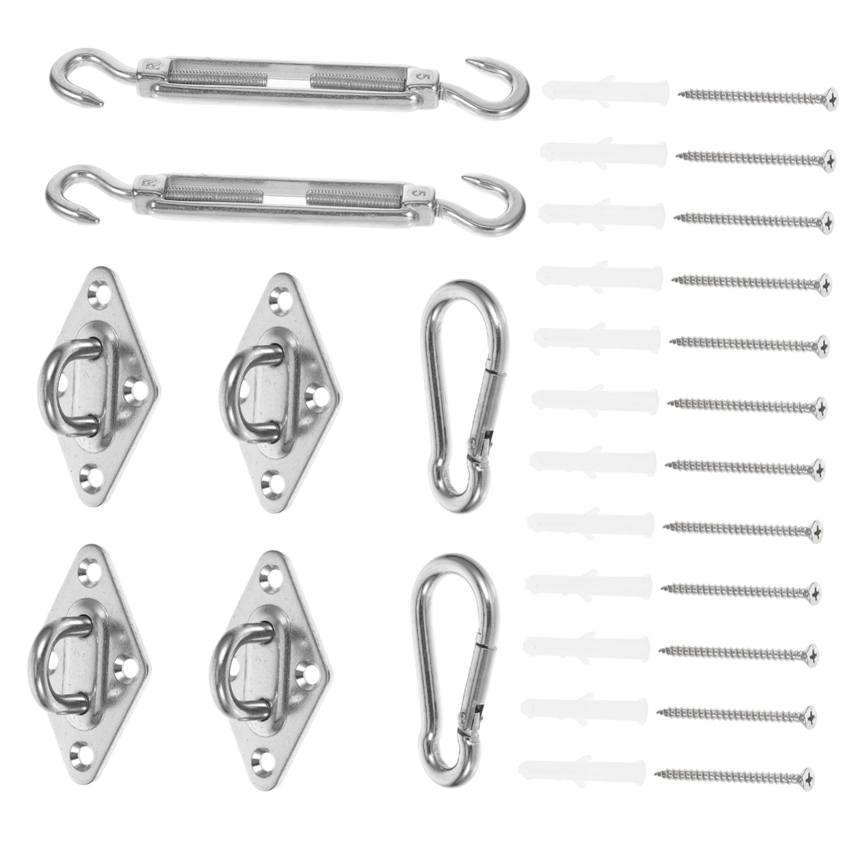 ibasenice Durable Stainless Steel Sun Sail Kit Pad Eye Plates and Roof Weight Hangers