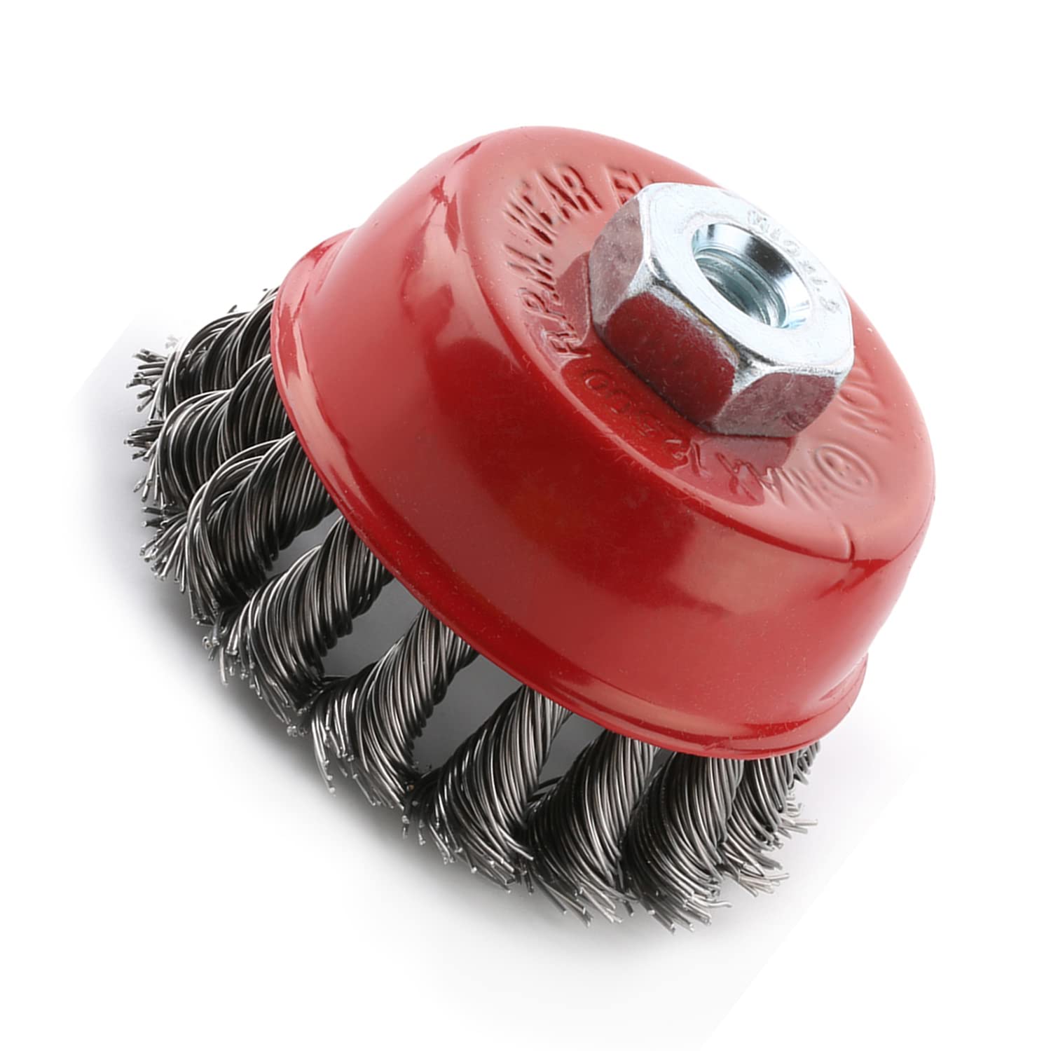 Auniwaig Twist Knotted Crimped Steel Brush Steel Wire Crimped Wire Cup Brush Wire Cup Brush 75mm Cup Brush with M10 x 1.5 Threaded Hole 1 Pcs