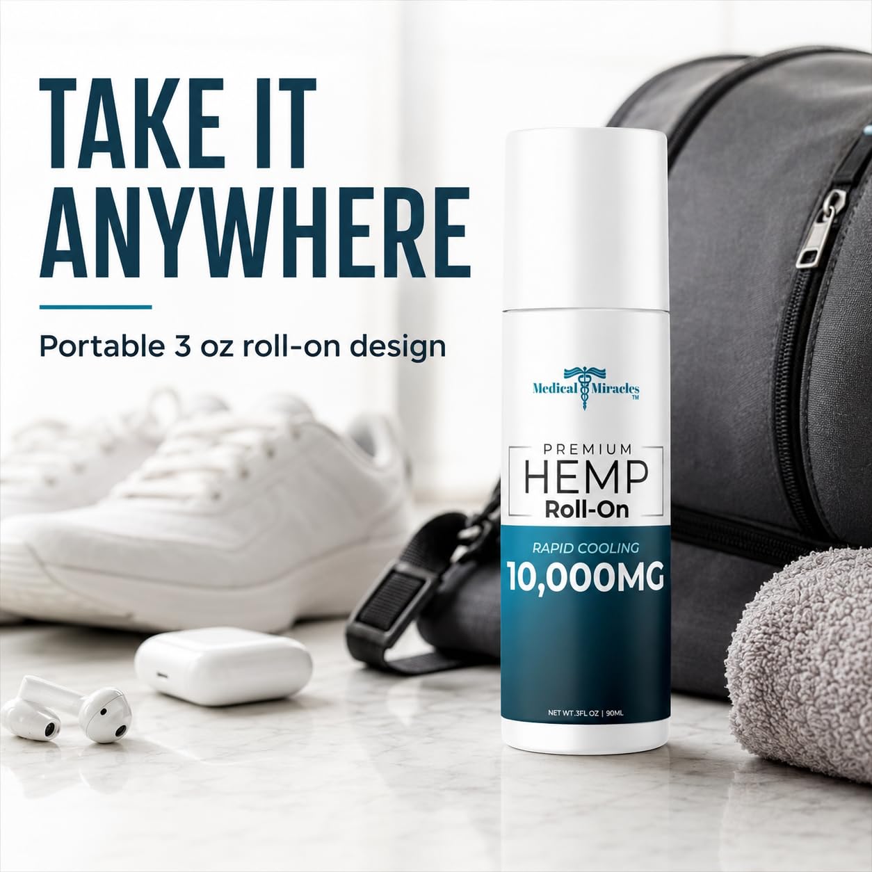 Medical Miracles Hemp Roll-On 10,000mg, 3 fl oz – Non-Greasy Topical Body Oil with a Cooling Feel – Roller Ball Applicator – Made in USA — Amazon image 4