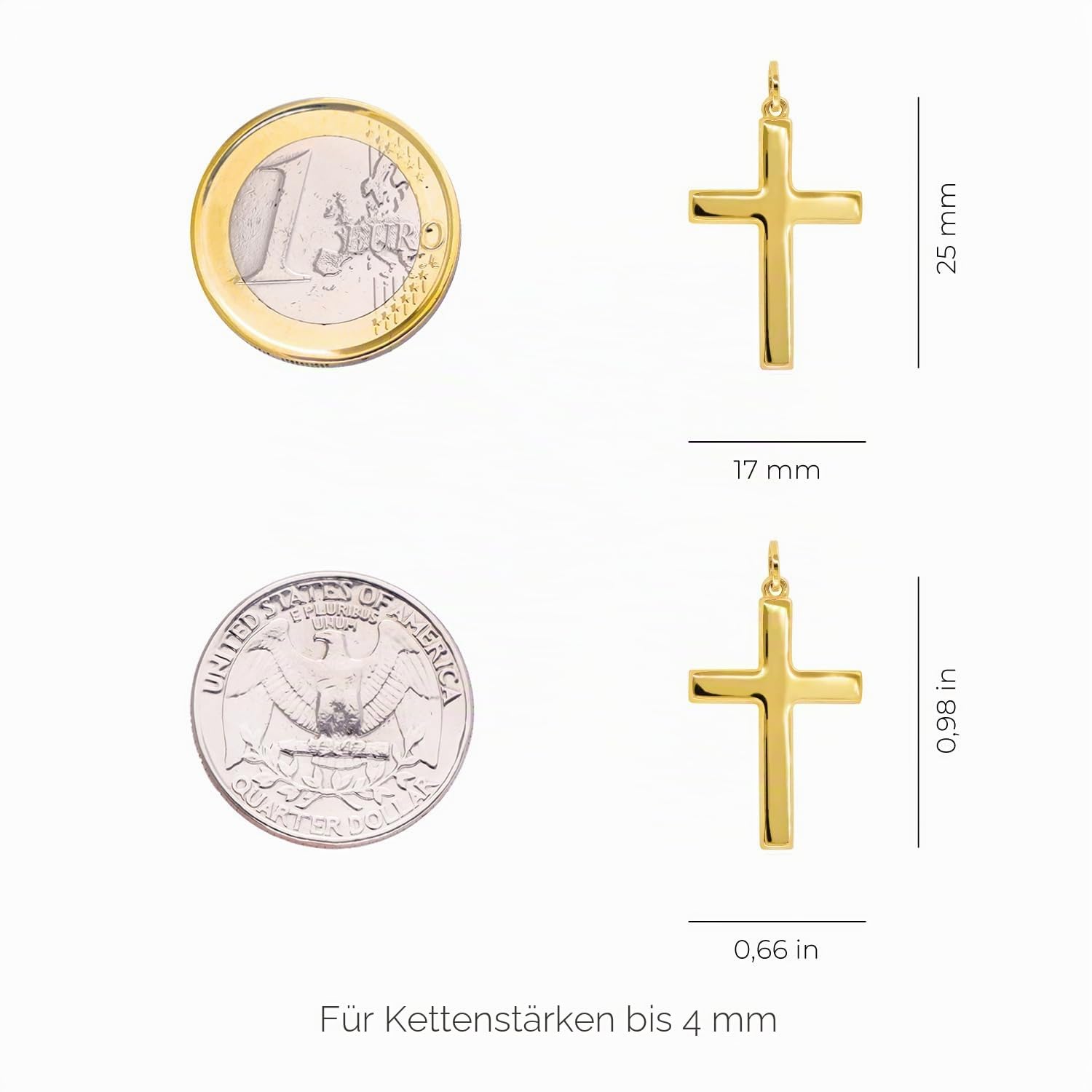 forme di Lucchetta - kleines Kreuz aus 14-karätigem Gelbgold für Taufe
