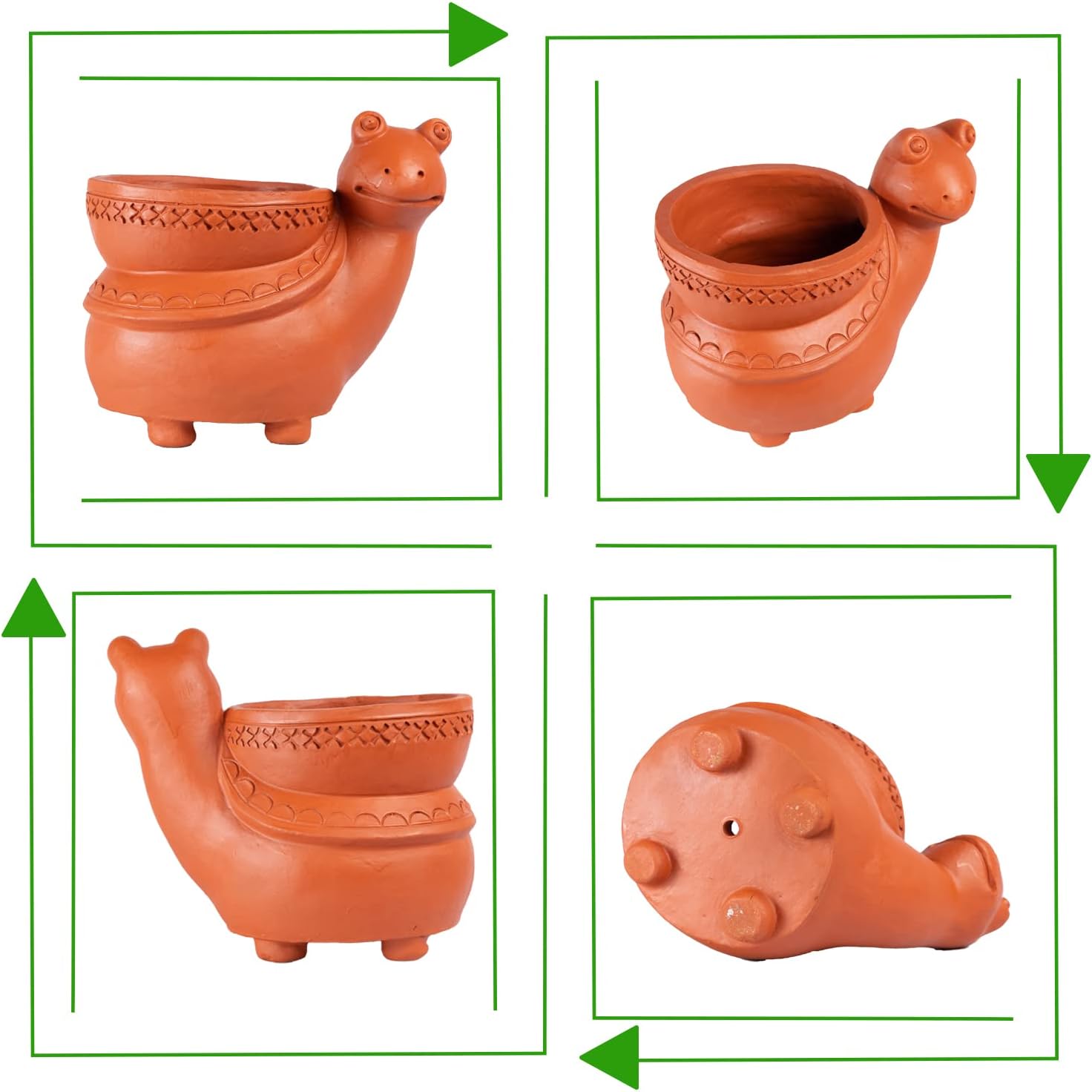 Village Decor Handmade Clay Snail Shape Planter Indoor/Outdoor (Snail Shape Planter-Brown)