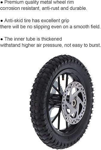 Miniatura 5 de Acouto Rueda trasera de bicicleta de bolsillo de 12.5 x 2.75 pulgadas para Coolster de 2 tiempos Mini Dirt Bike QG50 rueda trasera neumático llanta
