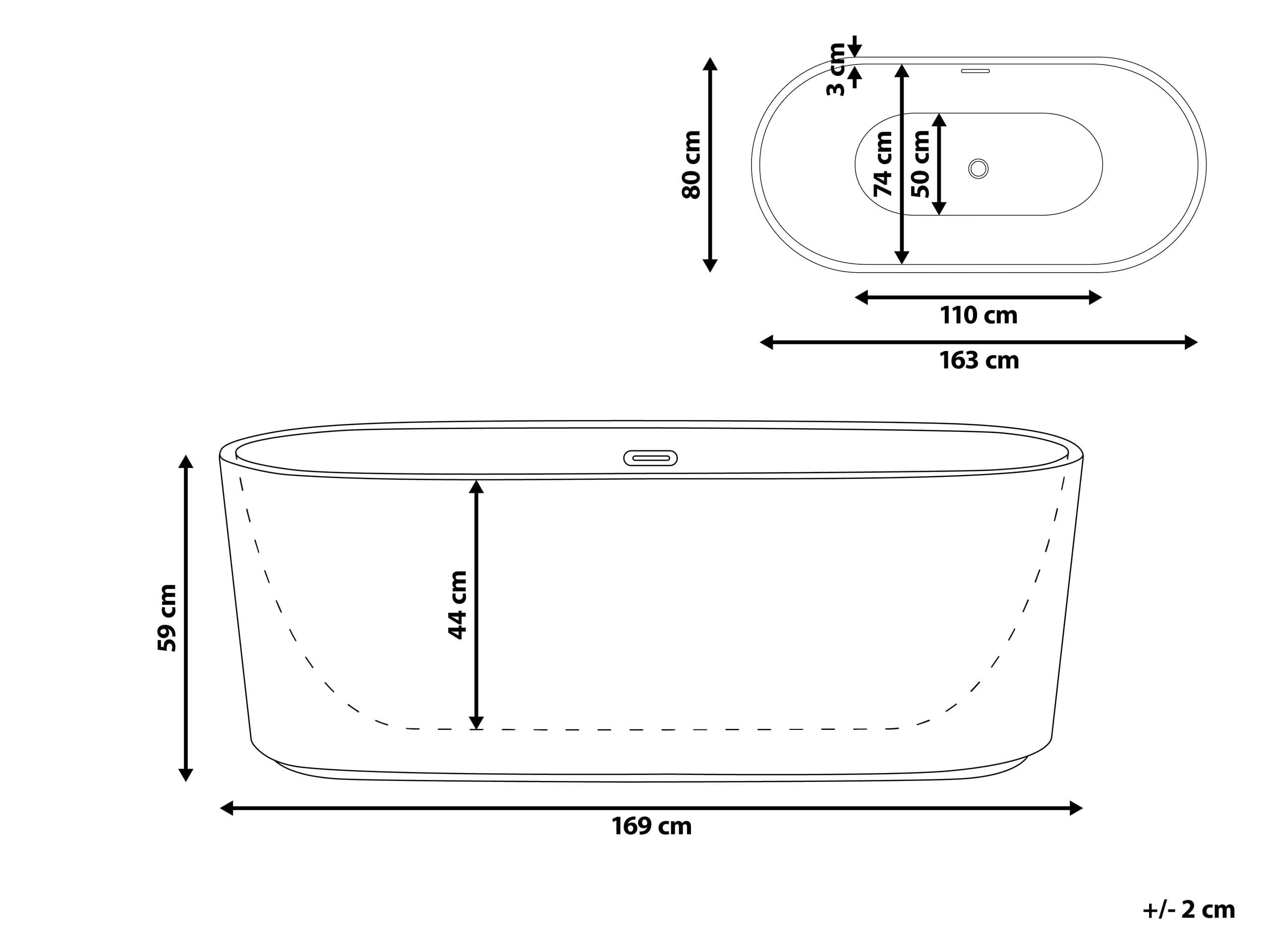 Vasca moderna freestanding ovale 170 x 80 cm Acrilico finitura scanalata Bagno Nero opaco