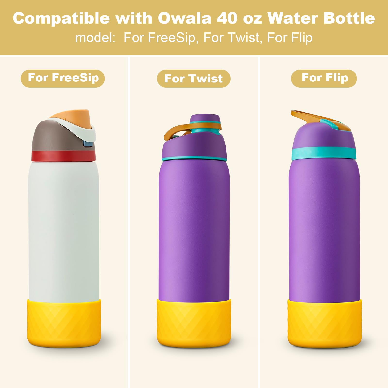 Silicone Protective Boot For Owala 40 Oz Water Bottles - Anti-Slip Sleeve For FreeSip/Twist/Flip