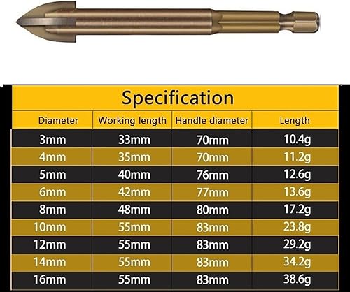 Miniatura 2 de Herramienta de perforación universal eficiente multifuncional Cruz YG6X aleación Broca Punta de vidrio Azulejo Mármoles Herramientas Eléctricas Dr