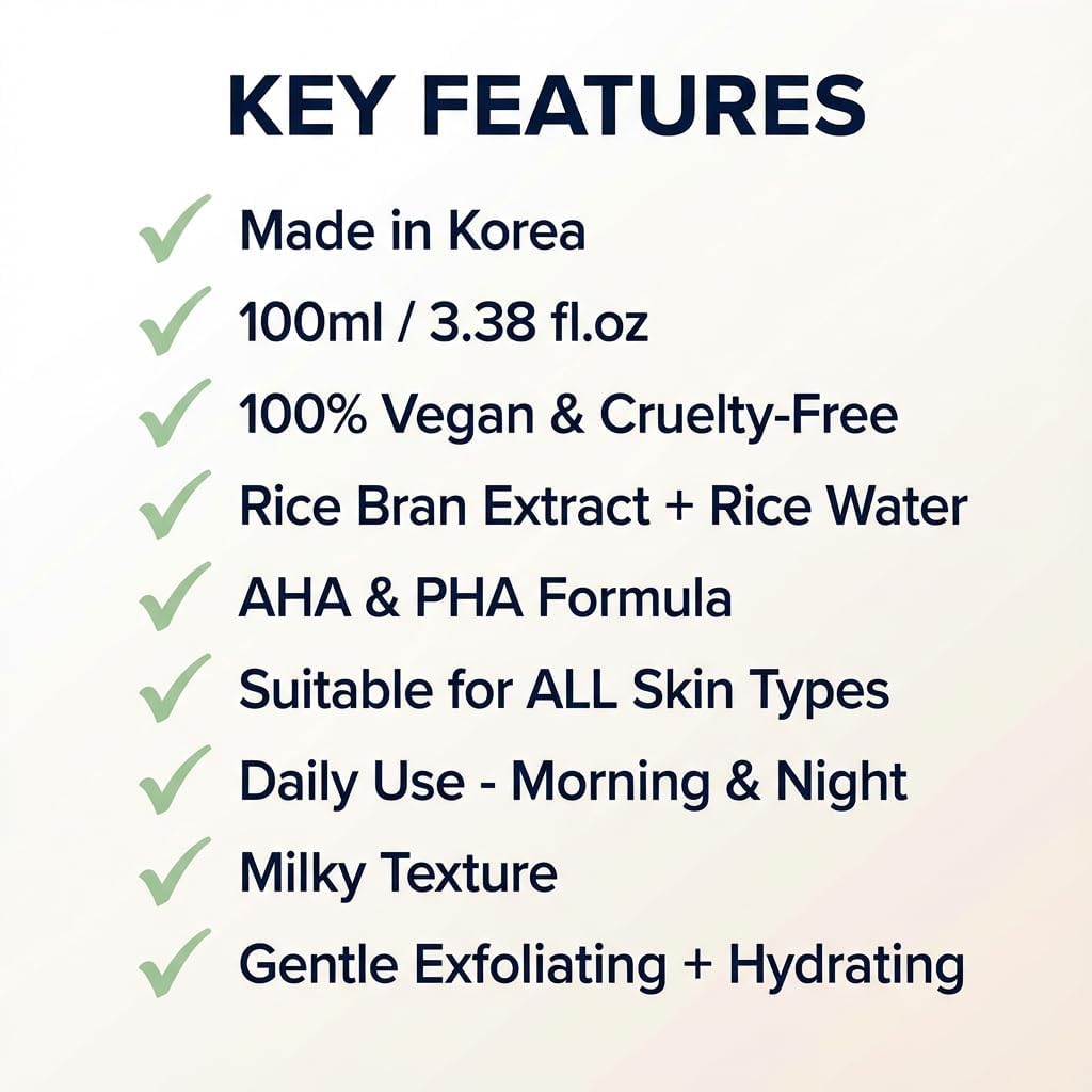 LICORNE Vegan Rice Toner, Daily Exfoliating Face Toner for Glass Skin, AHA/PHA & Rice Water for Uneven Texture & Pores, Gentle Resurfacing & Hydrating Essence Water, 3.38 fl oz - Image 7