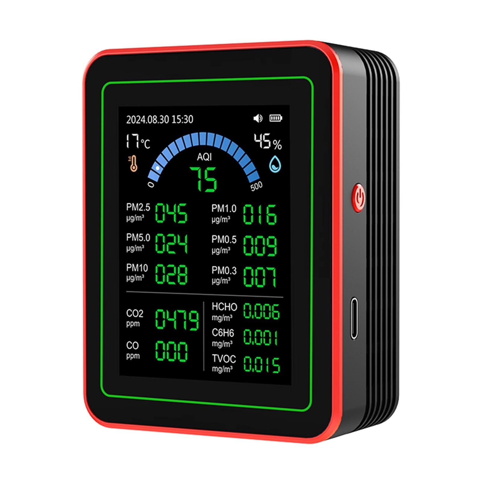 Jeffergarden Monitoraggio della qualità Dell'aria Indoor 18 in 1 CO2 TVOC HCHO PM2.5 PM10 Monitoraggio della qualità Dell'aria Interna TEMP DEL TESTER TESTER SCHEDATTURA CAMERIA DACCIALE